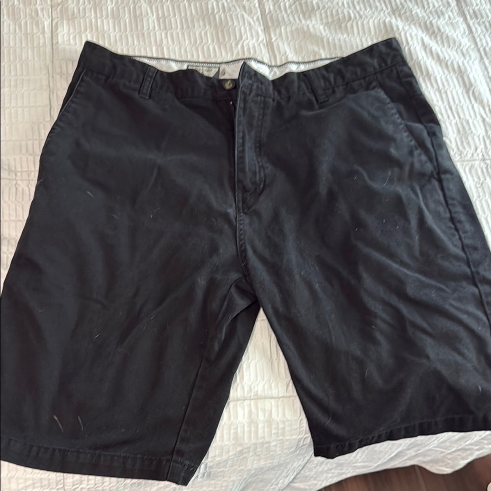Volcom Black Flat Front Shorts Casual Style